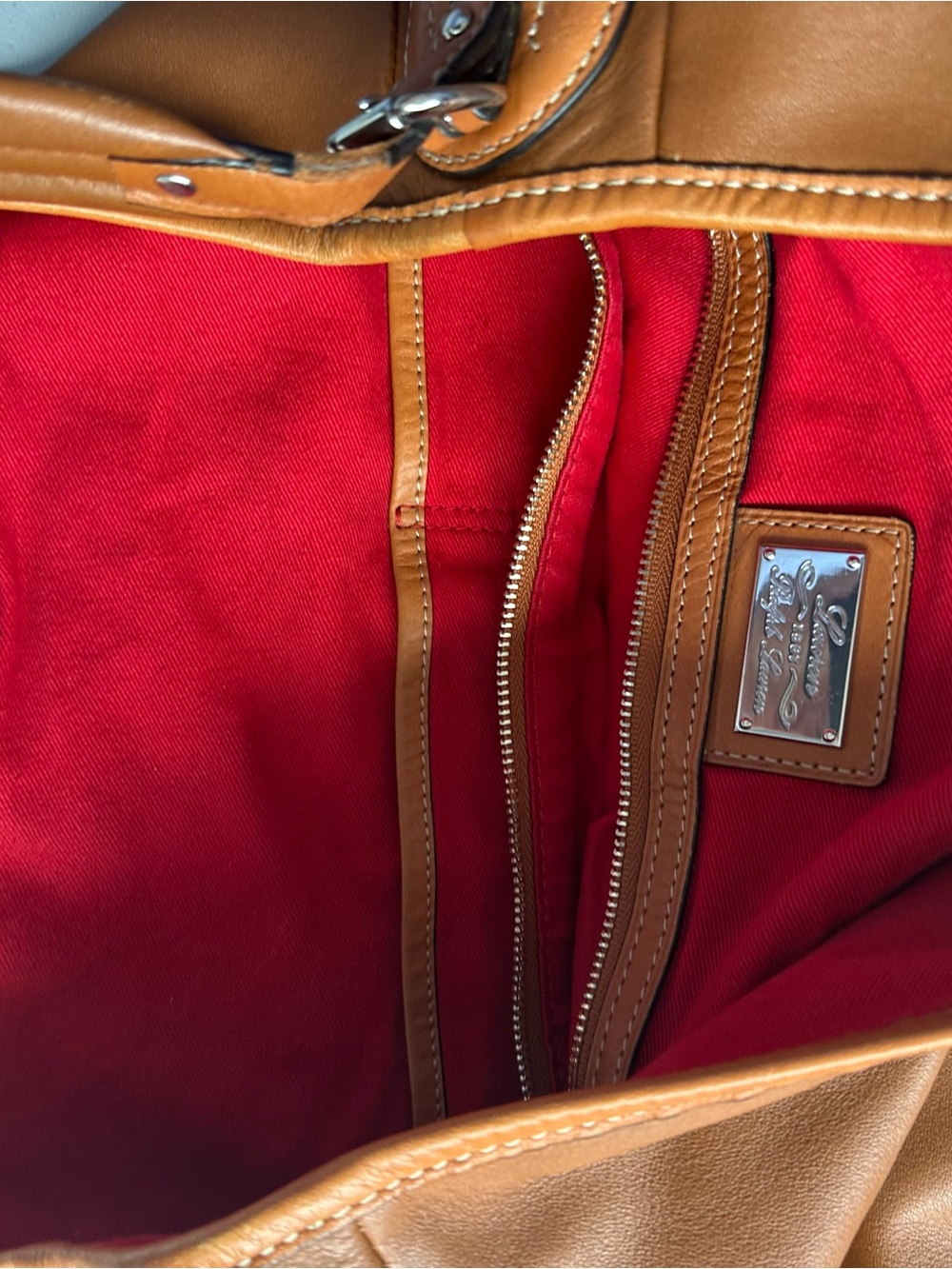Ralph Lauren Chestnut Brown Leather Shoulder Hobo with Red Interior - Picture 4 of 4